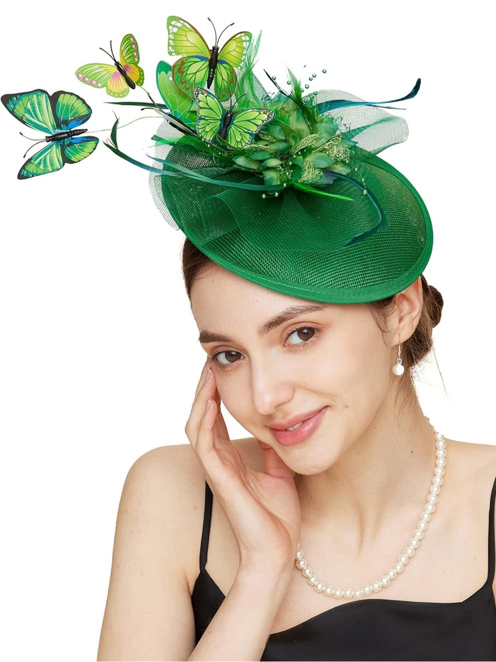 Fascinator Hat Butterfly Fascinator, Tea Derby Kentucky Event - Green